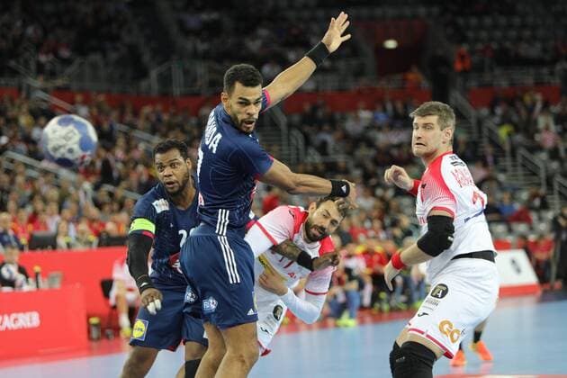 Zagreb, 26 01 2018 - Arena Zagreb, 2018 Men s European Championship EM Europameisterschaft Semi-finals, France (blue) - Spain (white) 23:27 