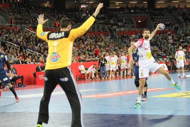 Zagreb, 26 01 2018 - Arena Zagreb, 2018 Men s European Championship EM Europameisterschaft Semi-finals, France (blue) - Spain (white) 23:27 