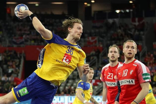 HANDBALL - EHF EURO 2018, DEN vs SWE ZAGREB,CROATIA,26.JAN.18 - HANDBALL - EHF European Championship EM Europameisterschaft semifinal, Denmark vs Sweden. Image shows Jesper Nielsen (SWE). GEPAxpictures xMaticxKlansek