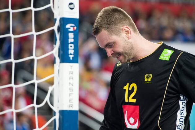 180126 Sveriges malvakt Andreas Palicka in the semi-final between Sweden and Denmark in the European Handball CHAMPIONSHIP January 26, 2018 2018 in Zagreb  Copyright: FREDRIKxVARFJELL BB180126FV074