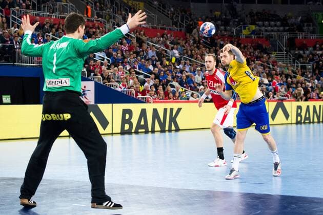 Danmarks Jacobsenoch 180126 malvakt Sweden s Niklas Landin Niclas E during the semi-final between Sweden and Denmark in the European Handball CHAMPIONSHIP January 26, 2018 2018 in Zagreb  Copyright: FREDRIKxVARFJELL BB180126FV077