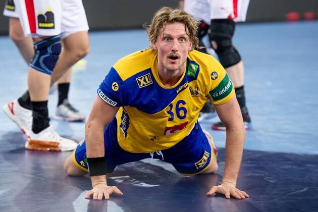 180126 Sweden s Jesper Nielsen during the semi-final between Sweden and Denmark in the European Handball CHAMPIONSHIP January 26, 2018 2018 in Zagreb  Copyright: FREDRIKxVARFJELL BB180126FV080