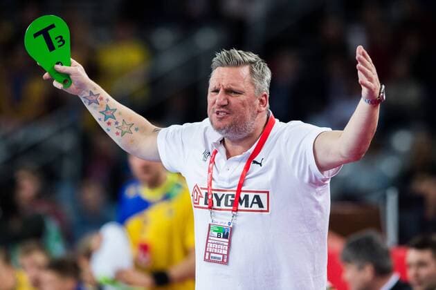 180126 Denmark s head coach Nikolay Jacobsen during the semi-final between Sweden and Denmark in the European Handball CHAMPIONSHIP January 26, 2018 2018 in Zagreb  Copyright: FREDRIKxVARFJELL BB180126FV088