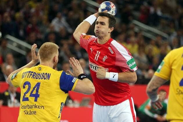 European Handball Championship, semifinal, Denmark - Sweden 26.01.2018., Arena Zagreb, Zagreb, Croatia - 2018 European Men s Handball Championship, semifinal, Denmark - Sweden. Rasmus Lauge Schmidt  DaliborxUrukalovic PIXSELL