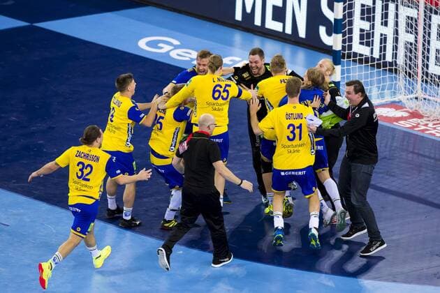 The Danish team celebrates semi-final victory Denmark handball EHF euro 2018 26 01 18 Zagreb Zagreb Croatia Zagreb arena Copyright: xAgentur54Gradx xFelixxKoenigx