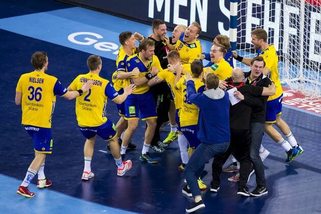 The Danish team celebrates semi-final victory Denmark handball EHF euro 2018 26 01 18 Zagreb Zagreb Croatia Zagreb arena Copyright: xAgentur54Gradx xFelixxKoenigx