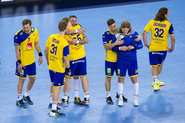 The Danish team celebrates semi-final victory Denmark handball EHF euro 2018 26 01 18 Zagreb Zagreb Croatia Zagreb arena Copyright: xAgentur54Gradx xFelixxKoenigx