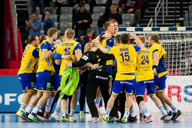 180126 over semifinals between Sweden and Denmark in the European Handball CHAMPIONSHIP January 26, 2018 2018 in Zagreb  Copyright: FREDRIKxVARFJELL BB180126FV124