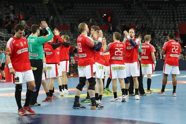 January 26th 2018, Zagreb, Croatia; European Mens Handball Championship, Denmark versus Sweden; Team Denmark thank their loyal fans  ActionPlus11977895