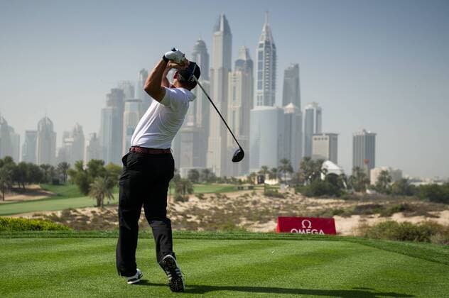 Themen der Woche - SPORT Bilder des Tages - SPORT Sergio Garcia of Spain tees off during the third round of the Omega Dubai Desert Classic European Tour 2018 at the Emirates Golf Club, Dubai, UAE on 27 January 2018. Copyright: xGrantxWinterx 18690086