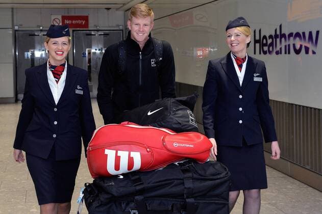 Image icensed to i-Images Picture Agency. 27 01 2018. London, United Kingdom. British tennis player Kyle Edmund arriving at Heathrow airport in London after being knocked out of the Australian Open.  xDavidxDysonx xixImagesx IIM-16831-0002