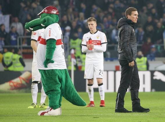 27 01 2018 Germany Stuttgart football 20 Bundesliga Matchday season 2017 2018 VfB Stuttgart vs FC Schalke 04 VfB right disappointment coach of Hannes Wolf