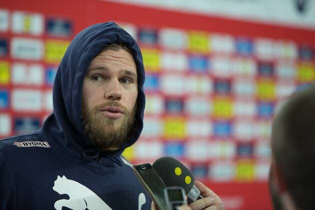 HANSEN Mikkel (Danemark - Denmark) HANDBALL : EHF EURO Conference de Presse : France - Espagne - Danemark - Suede - 27 01 2018 THEOPHILELaurent Panoramic 
