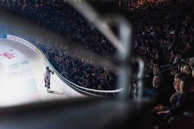 Berlin Germany 27 01 2018 sprinter Maximilian Levy circling at the 107 Berlin six days in the velodrome