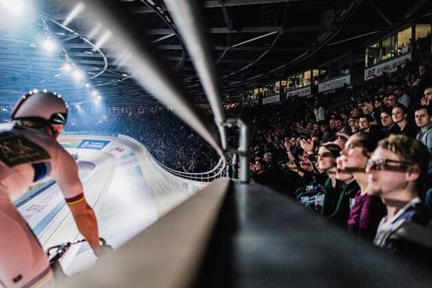 Berlin Germany 27 01 2018 sprinter Maximilian Levy circling at the 107 Berlin six days in the velodrome
