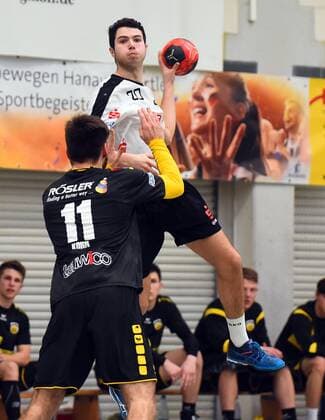 28 01 2018 xpsx handball A youth 1 Bundesliga HSG Hanau HC 2000 Coburg v l Louis Korn Coburg Fabian Yazdi Hanau, Hanau, Hessen Germany