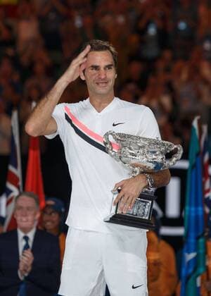 ROGER FEDERER SUI bursts out into tears crying emotion joy ceremony Tennis Australian Open 2018 Grand Slam ATP WTA Melbourne Park Melbourne Victoria Australia 28 January 2018 Copyright: xJuergenxHasenkopfx
