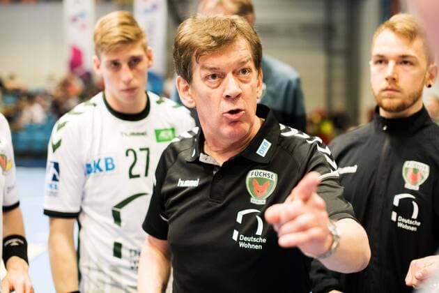 Handball arena Jena on 28 1 18 test game DHjK Leipzig vs Füchse Berlin foxes Berlin coach Velimir Petkovic at the speech to be team arena Jena &amp; credit unions