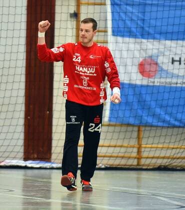 28 01 2018 xpsx 3 handball League HSG Hanau SV Anhalt Bernburg v l Sebastian Schermuly Hanau jubilation Hanau, Hessen Germany