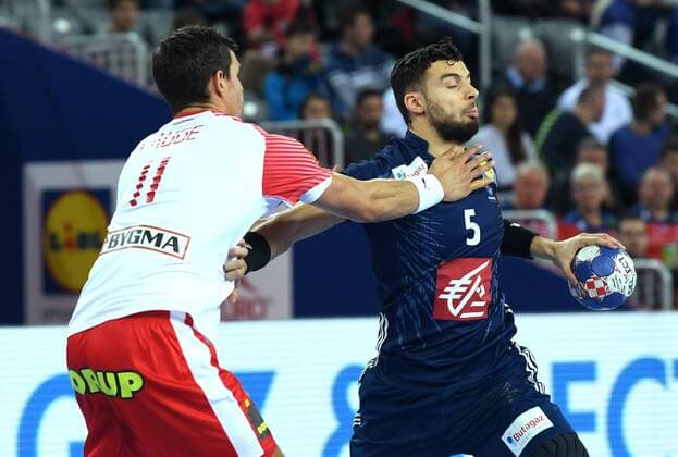 PXL_European Handball Championship, France vs Denmark 28.01.2018., Arena Zagreb, Zagreb, Croatia - 2018 European Men s Handball Championship, match for the 3rd place, France vs Denmark. Nedim Remili, Rasmus Lauge Schmidt  MarkoxLukunic PIXSELL