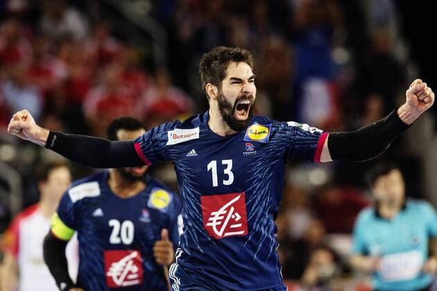 180128 France s Nikola Karabatic rejoices in bronze match between Denmark and France in Handball CHAMPIONSHIP 2018 28 January 2018 in Zagreb  Copyright: FREDRIKxVARFJELL BB180128FV050
