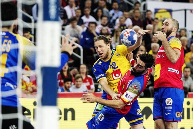 180128 Sweden s Mattias Zachrisson during the final between Sweden and Spain in Handball CHAMPIONSHIP 2018 28 January 2018 in Zagreb  Copyright: FREDRIKxVARFJELL BB180128FV100