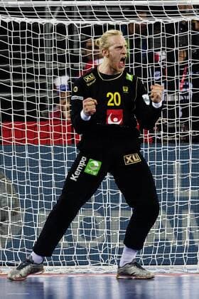 180128 Sveriges malvakt Mikael Appelgren cheering during the final between Sweden and Spain in Handball CHAMPIONSHIP 2018 28 January 2018 in Zagreb  Copyright: FREDRIKxVARFJELL BB180128FV101