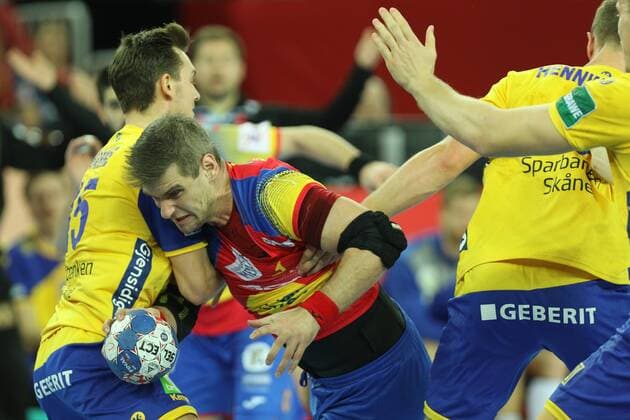Zagreb, 28 01 2018 - Arena Zagreb, 2018 Men s European Championship EM Europameisterschaft Finals, 3rd place, Spain (red) - Sweden (yellow) 