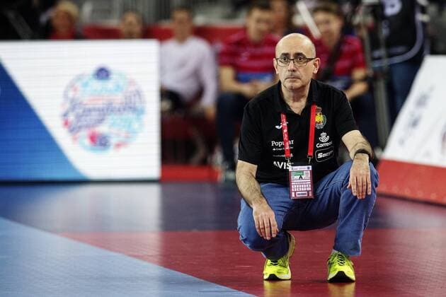 180128 Spain coach Jordi Ribera during the final between Sweden and Spain in Handball CHAMPIONSHIP 2018 28 January 2018 in Zagreb  Copyright: FREDRIKxVARFJELL BB180128FV139