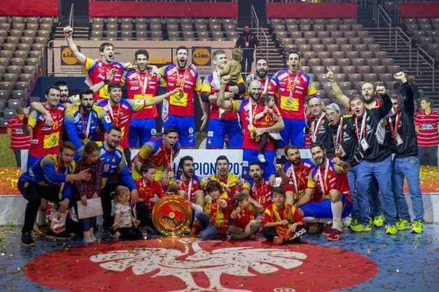 The Spaniards are happy about the gold medal and victory in the European Championship Spain Sweden final handball EHF euro 2018 28 01 18 Zagreb Zagreb Croatia Zagreb arena Copyright: xAgentur54Gradx xFelixxKoenigx