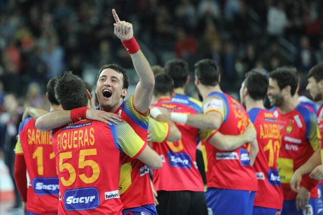 Handball EM Finale, Spanien ist Europameister Zagreb, 28 01 2018 - Arena Zagreb, 2018 Men s European Championship EM Europameisterschaft Finals, 3rd place, Spain (red) - Sweden (yellow) 