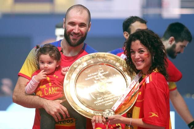 Handball EM Finale, Spanien ist Europameister European Handball Championship, handball players with their families 28.01.2018., Croatia, Arena Zagreb, Zagreb - European Handball Championship, handball players with their families. Joan Canellas  GoranxStanzl PIXSELL