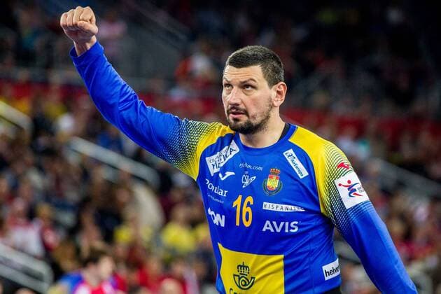 28 01 2018 arena Zargreb Zagreb CRO EHF European Championship men s Spain vs Sweden final pictured Arpad Sterbik ESP during the finalmatch of the EHF men s handball European Championship between Spain and Sweden at the arena Zargreb in Zagreb Croatia on 2018 01 28 Zagreb  EX_SPIDA