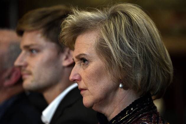 BRUSSELS, BELGIUM - JANUARY 29: Princesse Astrid of Belgium gives to David Goffin of Belgium tennis player of Belgium the trophy Trofee voor sportverdienste - Trophee Nationale du Merite Sportif 2017 on january 29, 2018 in Brussels, Belgium, 29 01 2018 ROYAUTE : Trophee national du MŽditerranee - Bruxelles - 29 01 2018 PhotoNews Panoramic 