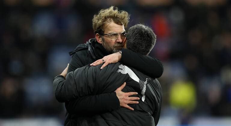 Football - 2017 2018 Premier League - Huddersfield Town vs. Liverpool Jurgen Klopp manager of Liverpool and David Wagner manager of Huddersfield Town at John Smiths Stadium. COLORSPORT LYNNE CAMERON 