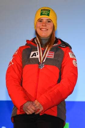 ALPINE SKIING - FIS Alpine Junior World Ski Championships DAVOS,SWITZERLAND,31.JAN.18 - ALPINE SKIING - FIS Alpine Junior World Ski Championships Davos 2018, award ceremony, giant slalom, ladies. Image shows Katharina Liensberger (AUT). GEPAxpictures xOliverxLerch