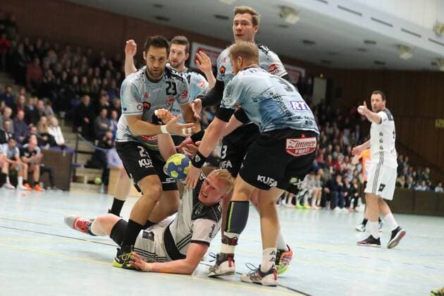 DHK Flensborg vs THW Kiel handball game 31 01 18 Sebastian Firnhaber THW Kiel 09 we stopped by four DHK players xmmkx