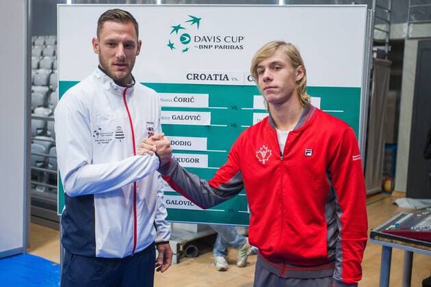 Davis Cup draw, pairs, Croatia - Canada 01.02.2018., Croatia, Osijek - The official drawing pairs for Davis Cup meeting between the Croatia and Canada. Viktor Galovic, Denis Shapovalov.  DavorxJavorovic PIXSELL