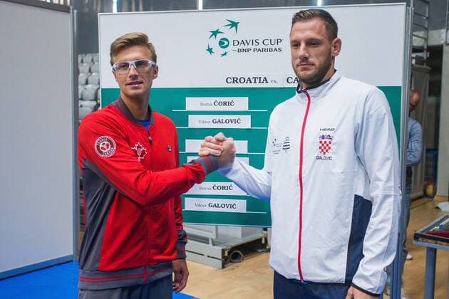 Davis Cup draw, pairs, Croatia - Canada 01.02.2018., Croatia, Osijek - The official drawing pairs for Davis Cup meeting between the Croatia and Canada. Peter Polansky, Viktor Galovic.  DavorxJavorovic PIXSELL