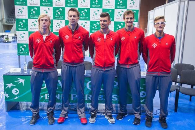 Davis Cup draw, pairs, Croatia - Canada 01.02.2018., Croatia, Osijek - The official drawing pairs for Davis Cup meeting between the Croatia and Canada. Frank Dancevic, Daniel Nestor, Vasek Pospisil, Peter Polansky, Denis Shapovalov.  DavorxJavorovic PIXSELL