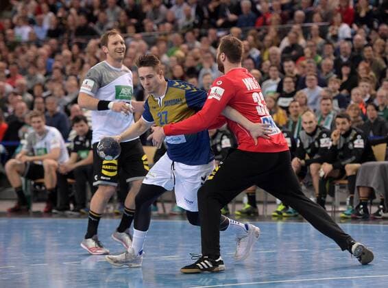 Goalkeeper of Andreas Wolff against Michael Damgaard all star 27 at the all star game 2018 in the German national team against Bundesliga handball selection on 02 02 2018 in Leipzig Sachsen Leipzig Copyright: xEIBNER ChristianxModlax EP_CMA