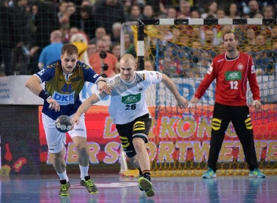 Kresimir Kozina all star 44 against Maximilian Janke GER 26 at the all star game 2018 in the German national team against Bundesliga handball selection on 02 02 2018 in Leipzig Sachsen Leipzig Copyright: xEIBNER ChristianxModlax EP_CMA