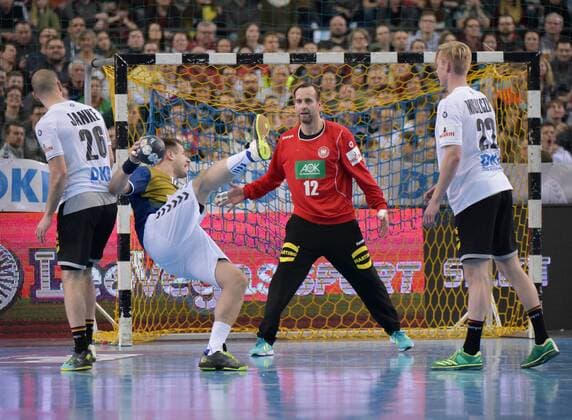 Maximilian Janke 26 GER Kresimir Kozina all star 44 goalkeeper Silvio Hamad Marian Michalczik GER 22 l r at the all star game 2018 in the German national team against Bundesliga handball selection on 02 02 2018 in Leipzig Sachsen Leipzig Copyright: xEIBNER ChristianxModlax EP_CMA