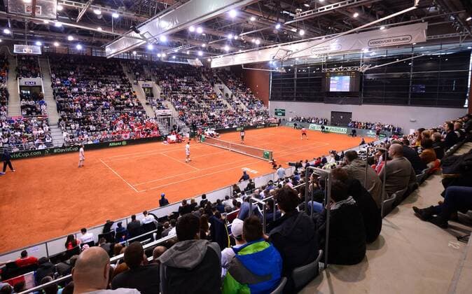 PXL_Davis Cup, first round, Croatia - Canada, doubles 03.02.2018., Gradski vrt, Osijek, Croatia - Davis Cup by BNP Paribas first round, Croatia - Canada, doubles, Marin Cilic, Ivan Dodig - Daniel Nestor, Vasek Pospisil. MarkoxPrpic PIXSELL