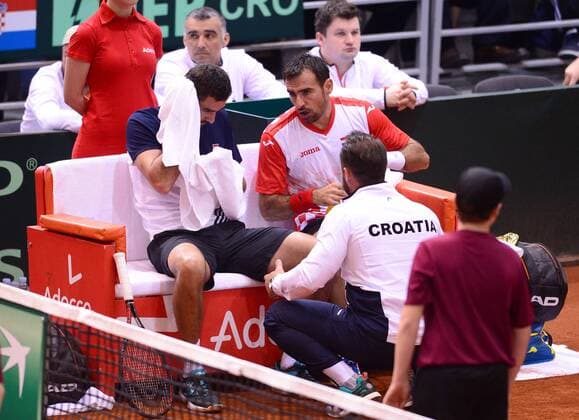 PXL_Davis Cup, first round, Croatia - Canada, doubles 03.02.2018., Gradski vrt, Osijek, Croatia - Davis Cup by BNP Paribas first round, Croatia - Canada, doubles, Marin Cilic, Ivan Dodig - Daniel Nestor, Vasek Pospisil. Marin Cilic, Ivan Dodig. MarkoxPrpic PIXSELL