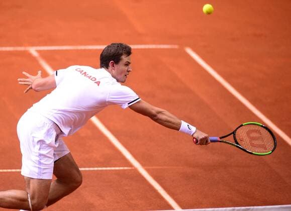 PXL_Davis Cup, first round, Croatia - Canada, doubles 03.02.2018., Gradski vrt, Osijek, Croatia - Davis Cup by BNP Paribas first round, Croatia - Canada, doubles, Marin Cilic, Ivan Dodig - Daniel Nestor, Vasek Pospisil. Vasek Pospisil. MarkoxPrpic PIXSELL