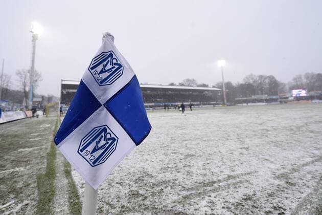 Football 3 League 23 game day SV Meppen FC Hansa Rostock on 03 02 2018 in the Hänsch arena in Meppen Meppen snow the stadium in Meppen with a light layer of snow MT