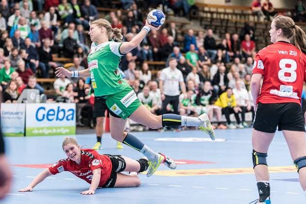 Laura Rueffieux HSG Blomberg Lippe 03 Michaela Hrbkova Frisch on Göppingen 11 Tessa van Zijl HSG Blomberg Lippe 08 fresh on Göppingen against HSG Blomberg Lippe handball 1 Bundesliga women 03 02 2018 Göppingen Copyright: xEIBNER WolfgangxFrankx EP_WFK