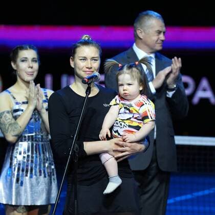 February 4, 2018 - St. Petersburg, Russia - Russian Federation. Saint-Petersburg. SIBUR arena . Tennis. Tennis tournament. WATTS. Meeting. Member of the Final discharge. IN ST WTA Tennis Damen Petersburg ladies time the trophy was, Faith hurts - Alla Kudryavtsev, Katarina Robot.. WTA The finals of the tennis tournament WTA ST. PETERSBURG Ladies Trophy Timea Bacsinszky, Faith Zvonareva Alla Kudryavtseva, Katarina SREBOTNIK  - ZUMAl75_ 20180204_zaf_l75_021 Copyright: xMaksimxKonstantinovx