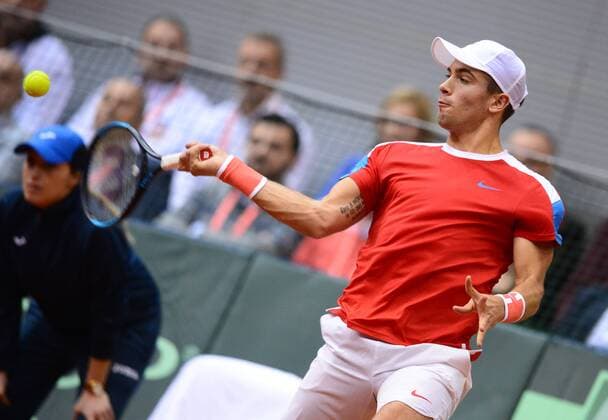 Davis Cup - Coric VS Shapovalov 04.02.2018., City sports hall, Osijek - 1. round of Davis Cup, Croatia-Canada, third day, 4. match, Borna Coric - Denis Shapovalov.Borna Coric.  MarkoxPrpic PIXSELL